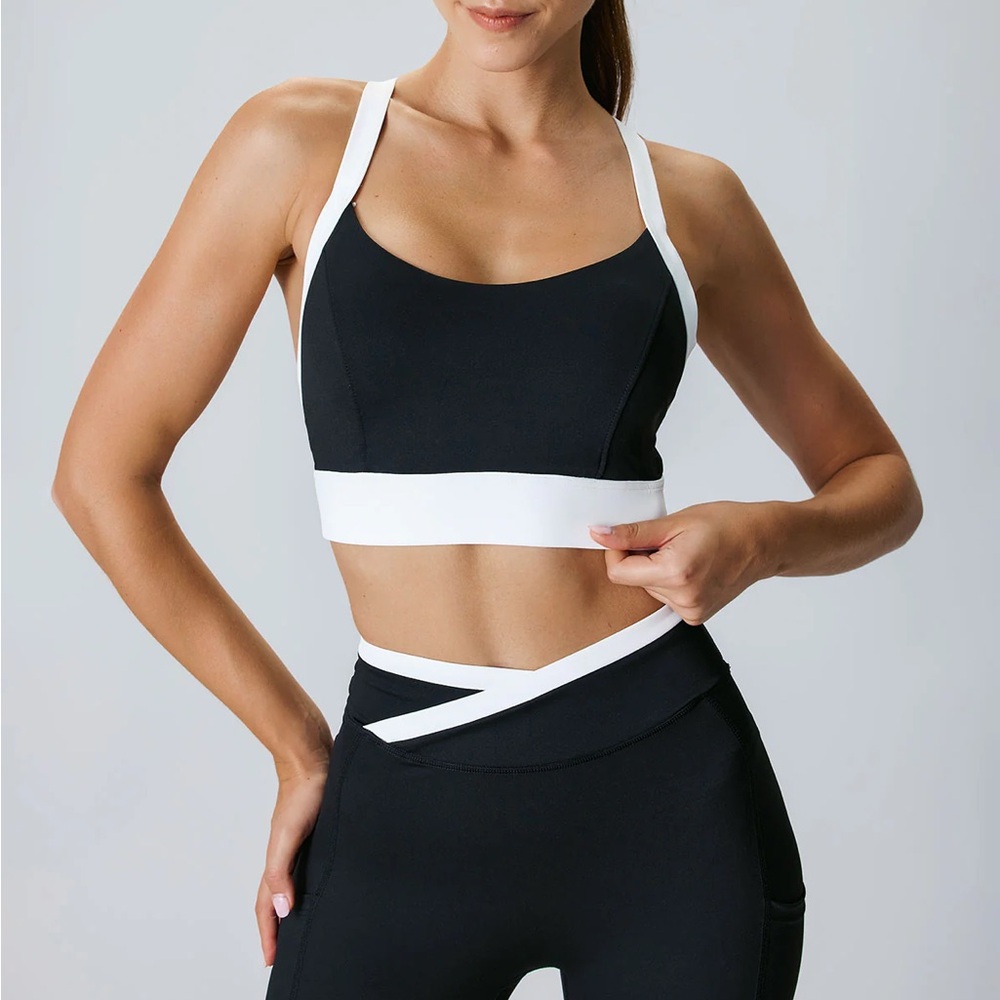 Sleek Black and White Sports Bra